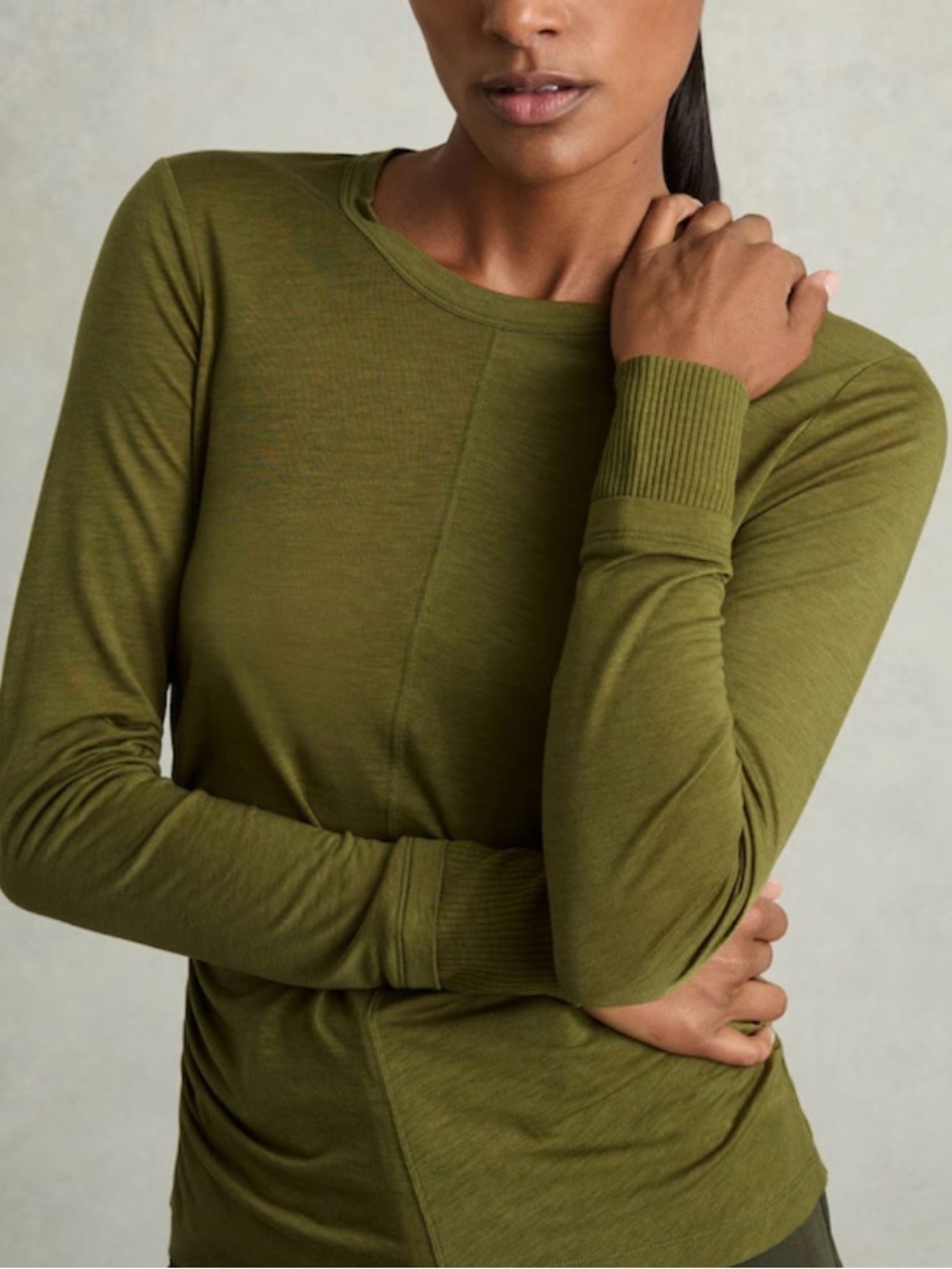 NWT Reiss Olive Green Long-Sleeve Crewneck Top